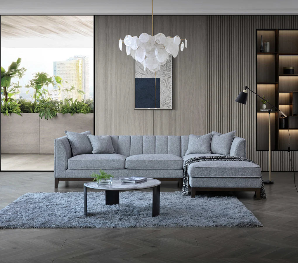 Furnish365 Cooper corner sofa from behind showing the mid-century modern design