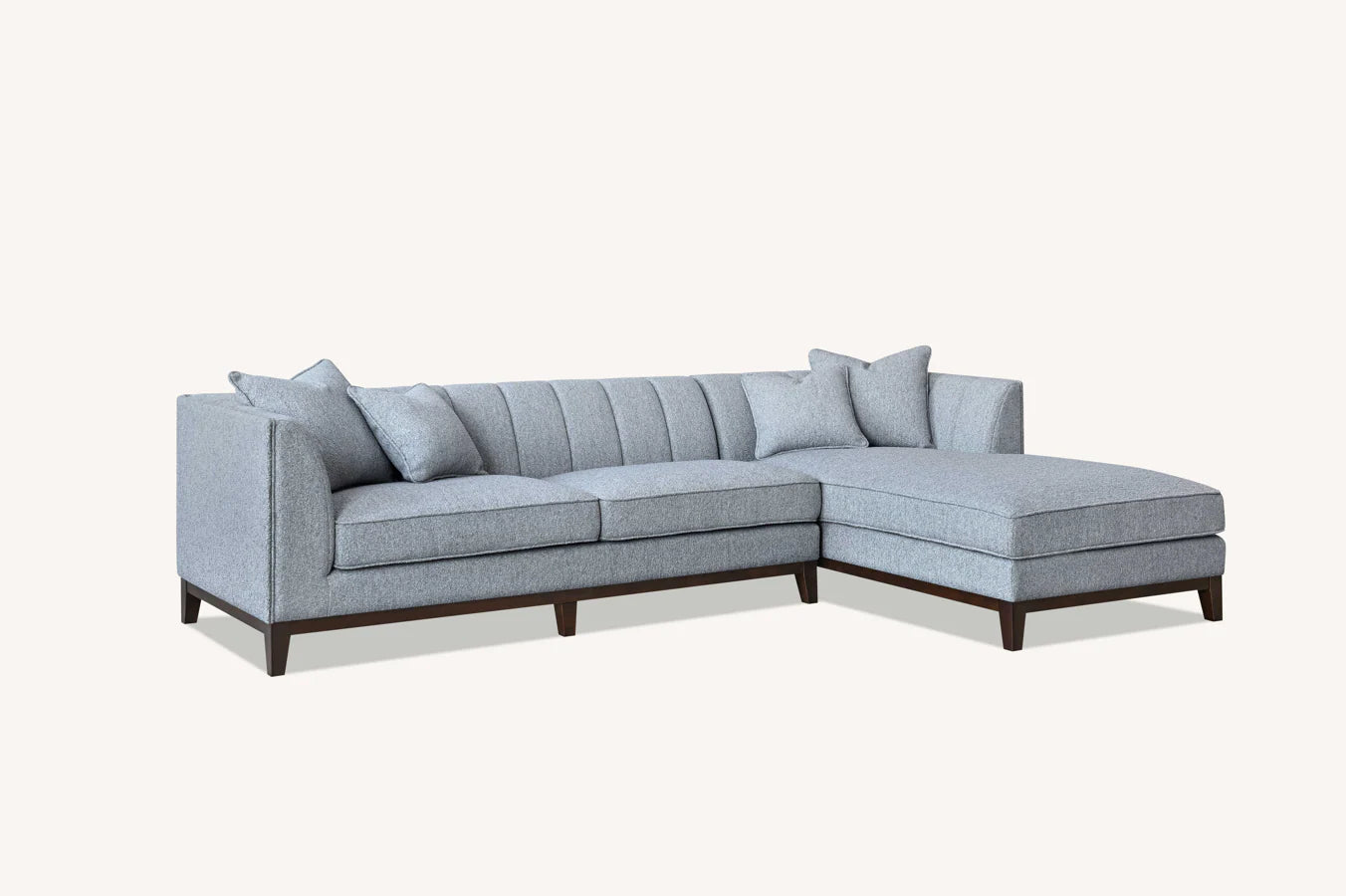 Furnish365 Cooper corner sofa from behind showing the mid-century modern design