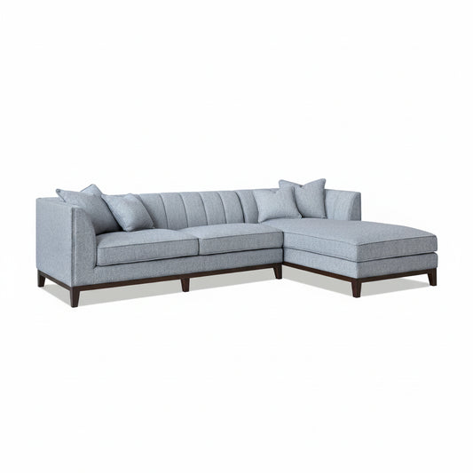 Furnish365 Cooper corner sofa from behind showing the mid-century modern design