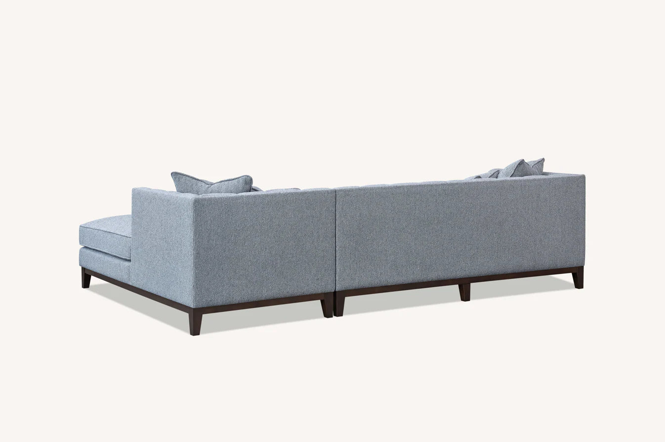 Furnish365 Cooper corner sofa from behind showing the mid-century modern design