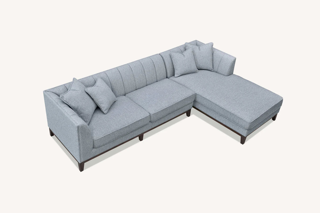 Furnish365 Cooper corner sofa from behind showing the mid-century modern design