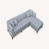 Furnish365 Cooper corner sofa from behind showing the mid-century modern design