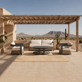 	Furnish365 Selene 5 seater outdoor lounge set with sintered stone table and polyrattan base in a modern garden setting