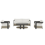 	Furnish365 Selene 5 seater outdoor lounge set with sintered stone table and polyrattan base in a modern garden setting