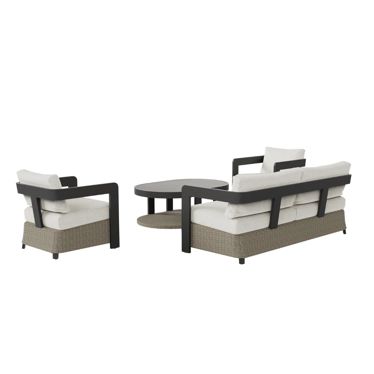 	Furnish365 Selene 5 seater outdoor lounge set with sintered stone table and polyrattan base in a modern garden setting