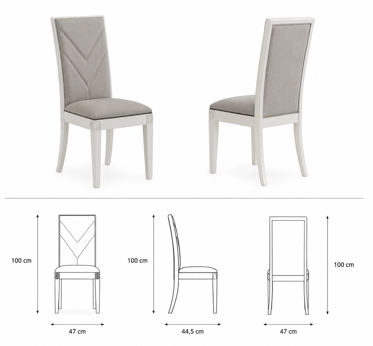 Set of 2 comfort fabric dining chairs with plush seats – Italian design for modern dining rooms