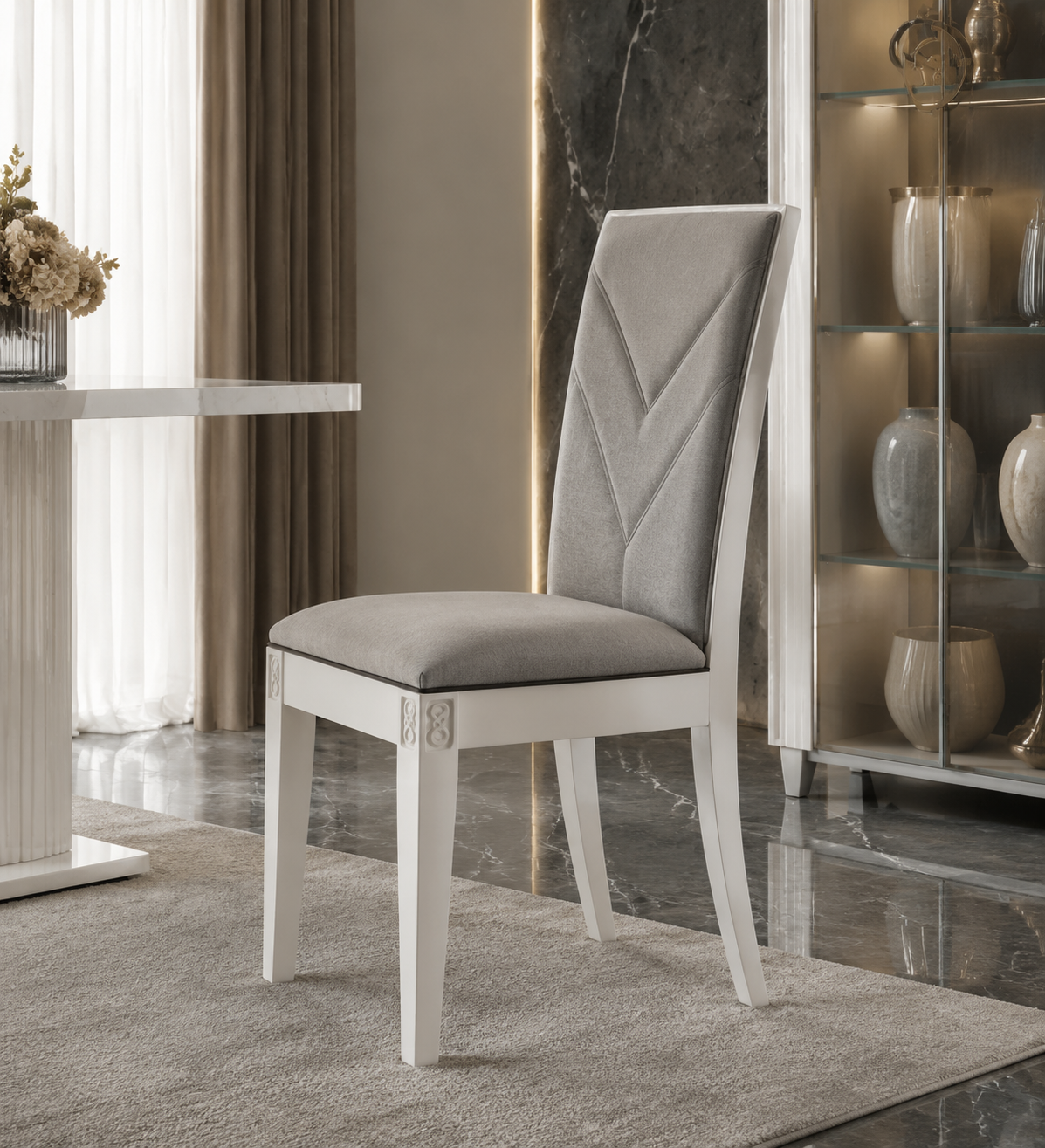 Set of 2 comfort fabric dining chairs with plush seats – Italian design for modern dining rooms