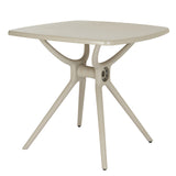 Side view of Hill Interiors Alto putty grey dining table showing the sleek design and plastic finish
