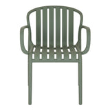 Side view of Hill Interiors Axis French grey carver chair showing the armrests and sleek design