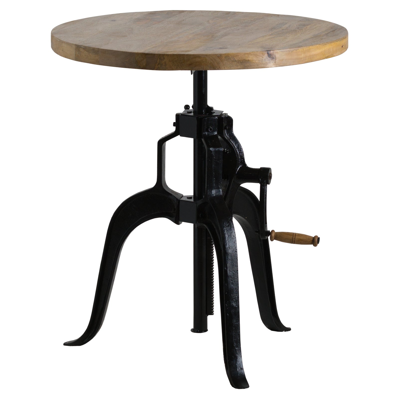Side view of Hill Interiors Draftsman adjustable table showing the metal framework and wooden top