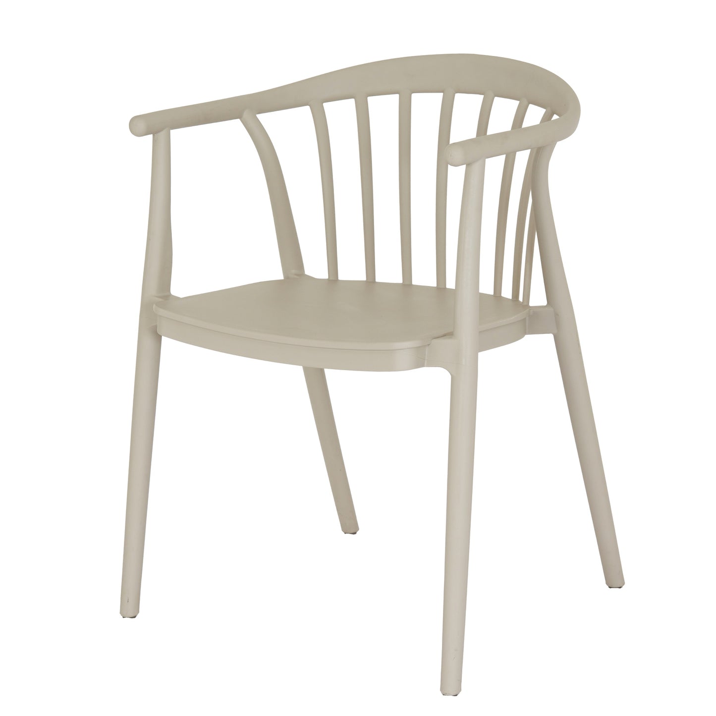 	Side view of Hill Interiors Echo putty grey dining chair showing the sleek contoured design