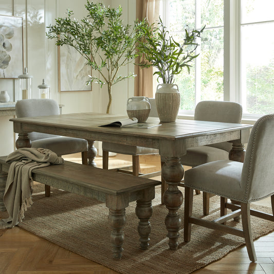 Side view of Hill Interiors Rutland Collection rectangular dining table showing the beautiful wood grain and finish