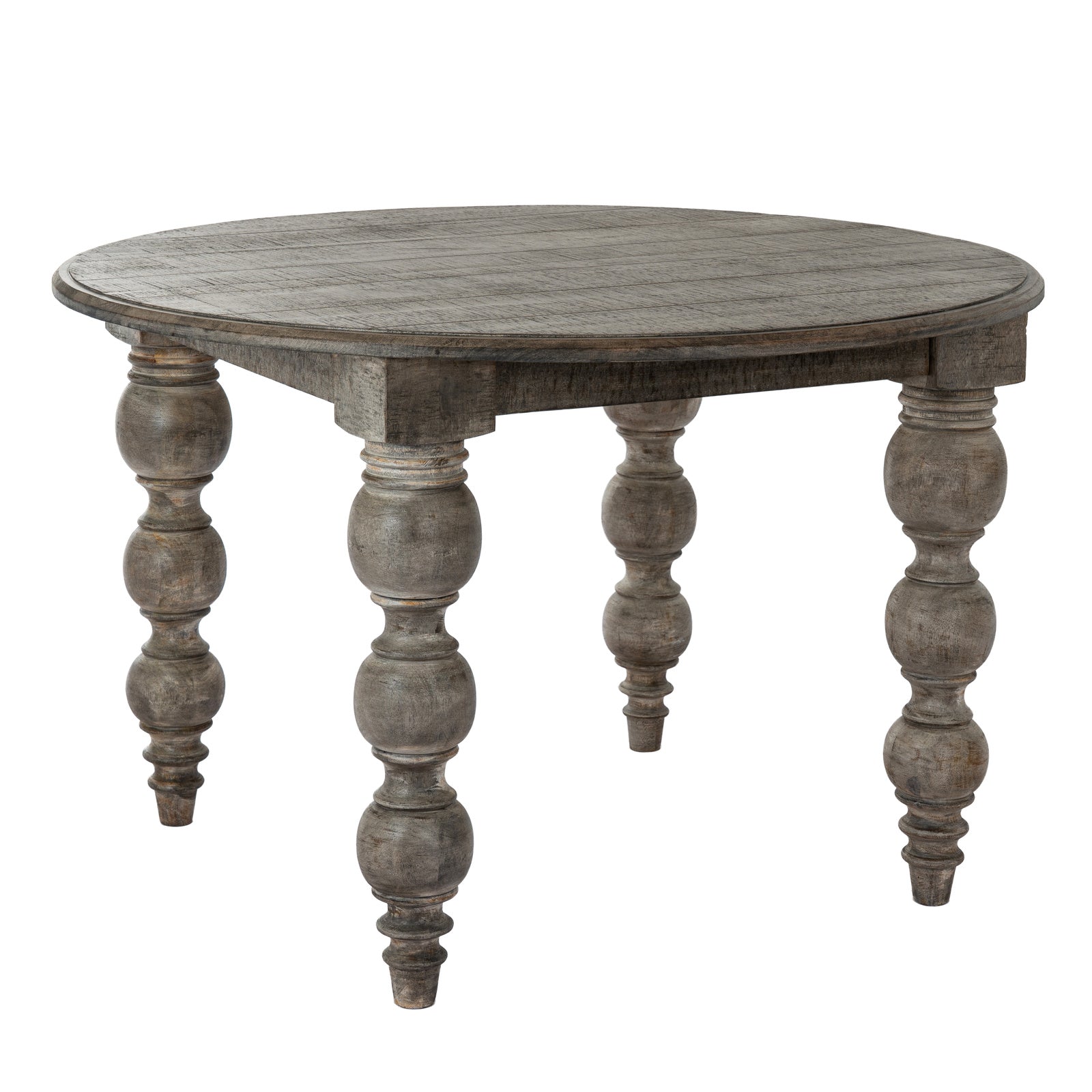 	Hill Interiors Rutland Collection round dining table with premium wood finish, placed in an elegant dining setting