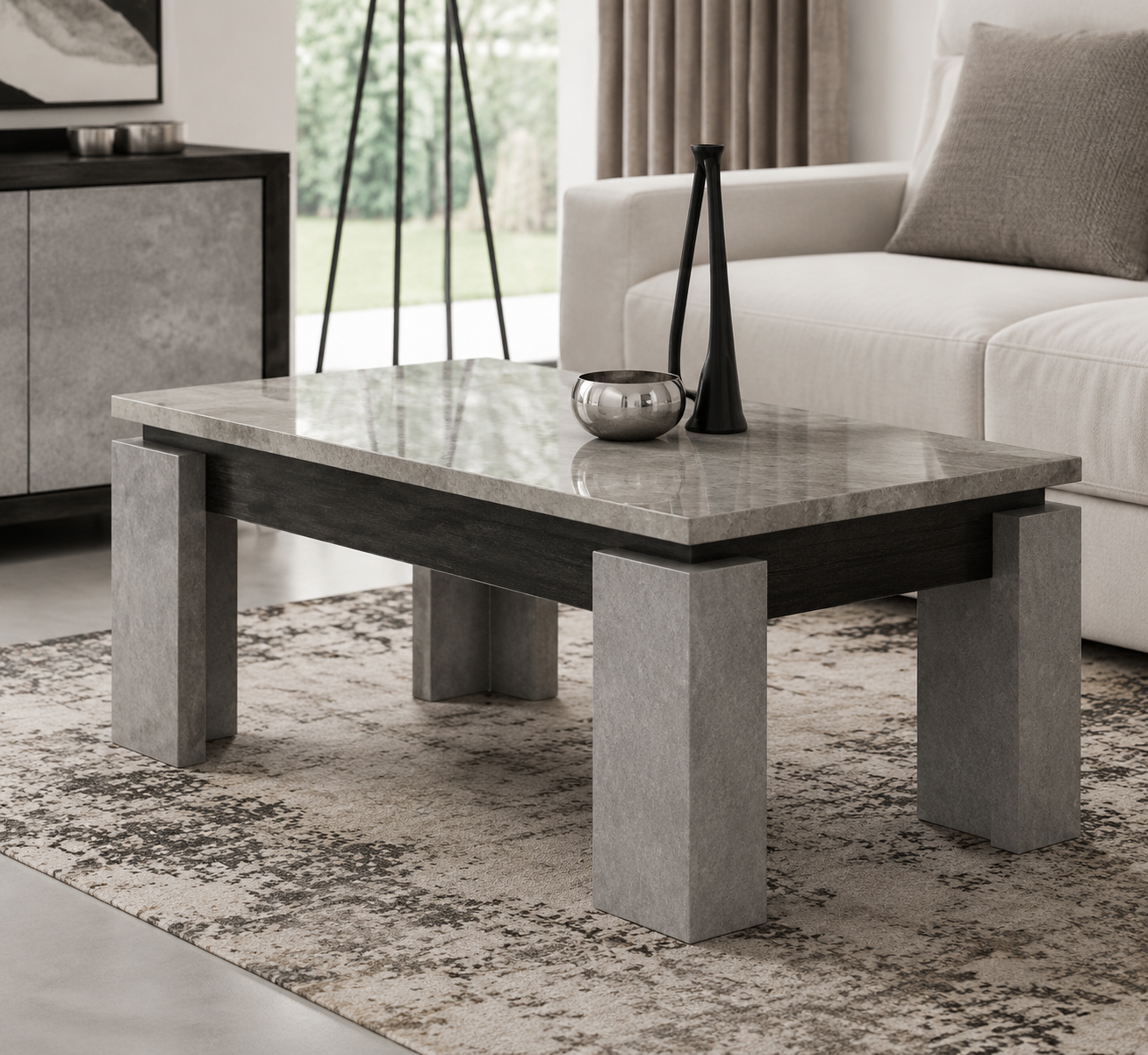 Sleek coffee table – Italian design, clean lines, minimalist and functional for modern living rooms