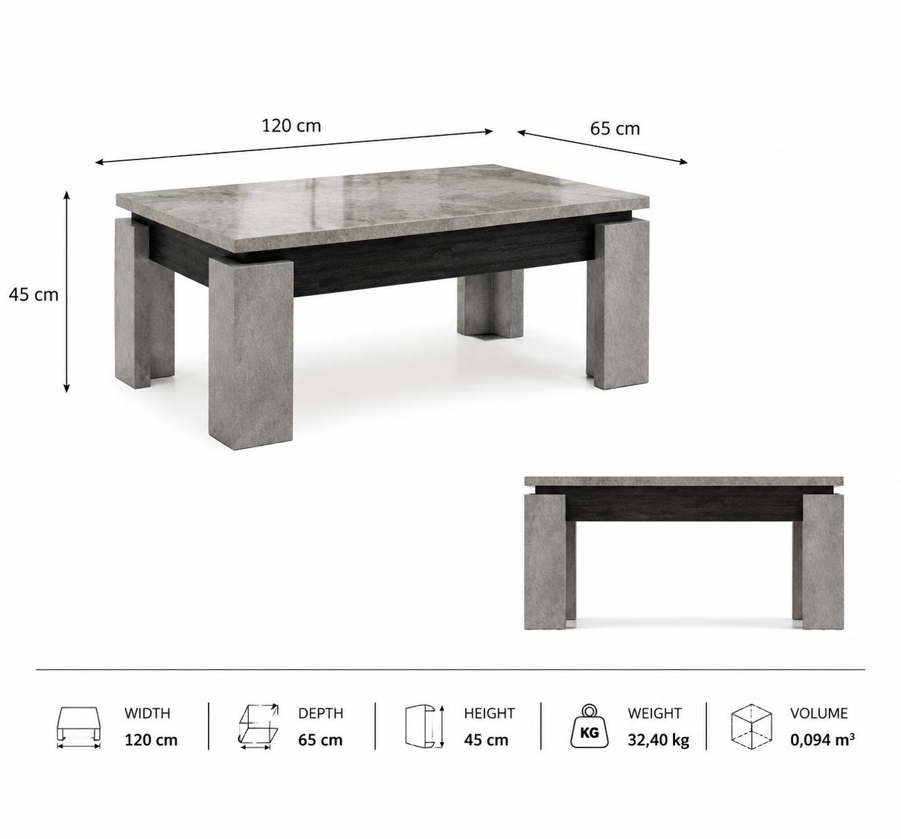 Sleek coffee table – Italian design, clean lines, minimalist and functional for modern living rooms