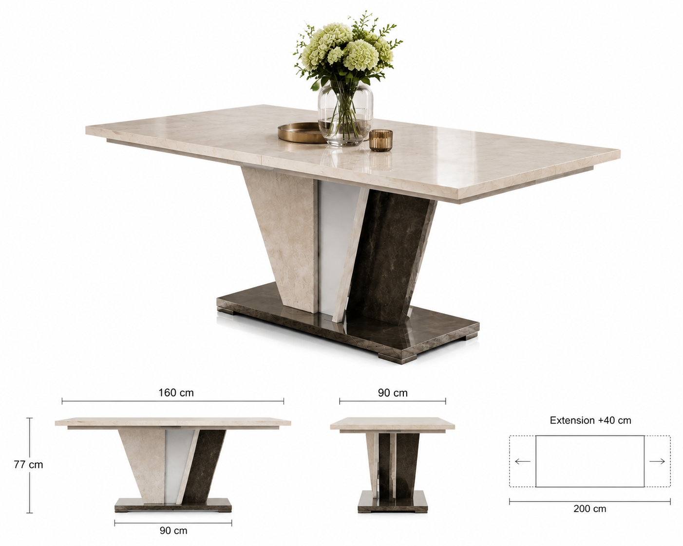 Space‑saving extending wood table – Italian design with smooth extension mechanism