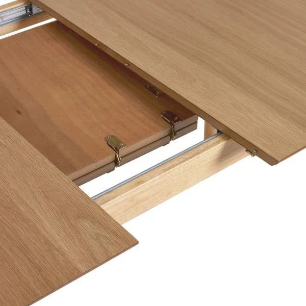 Theia oak extending dining table in a modern dining room setting