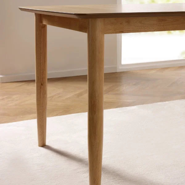 Theia oak extending dining table in a modern dining room setting