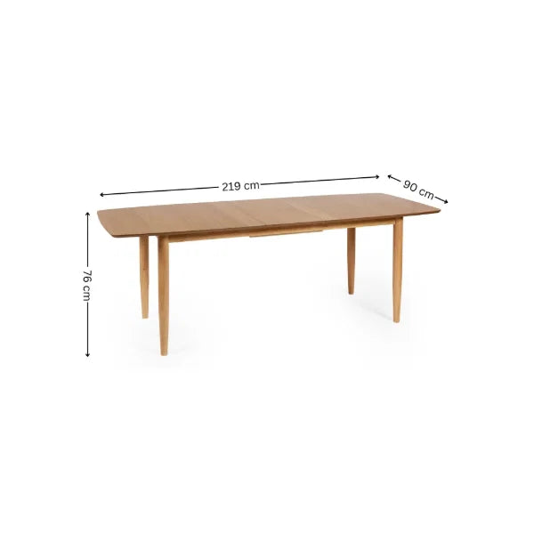 Theia oak extending dining table in a modern dining room setting
