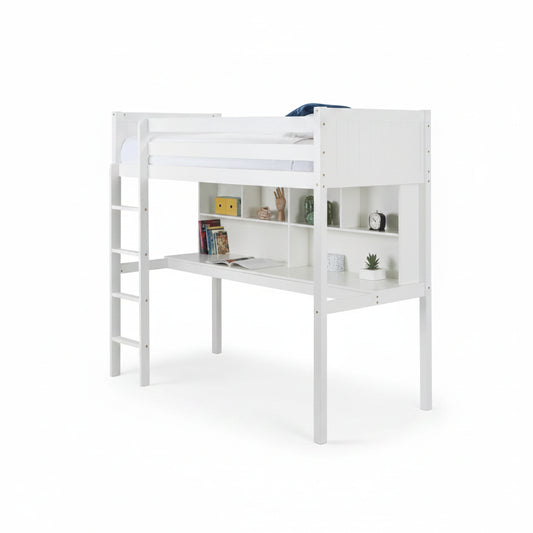 Titan High Sleeper – Surf White – Kids Bed with Desk and Storage | Julian Bowen