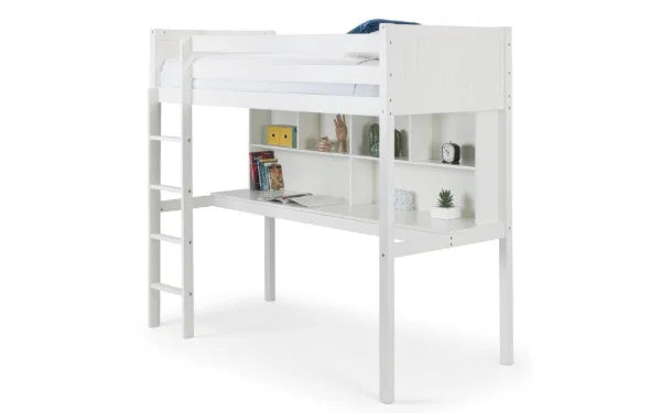 Titan High Sleeper – Surf White – Kids Bed with Desk and Storage