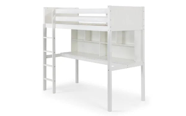 Titan High Sleeper – Surf White – Kids Bed with Desk and Storage