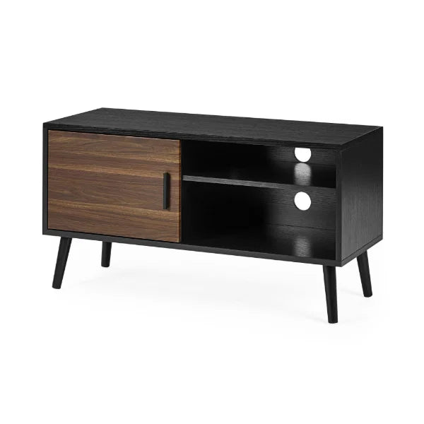 Trent Small TV Unit – Walnut/Black – Fits TVs up to 43" with Cable Management (Pre-order – June)