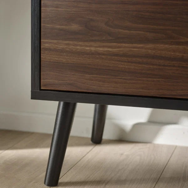 Trent Small TV Unit – Walnut/Black – Fits TVs up to 43" with Cable Management (Pre-order – June)