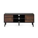 	Julian Bowen Trent large TV unit in walnut and black finish in a modern living room setting