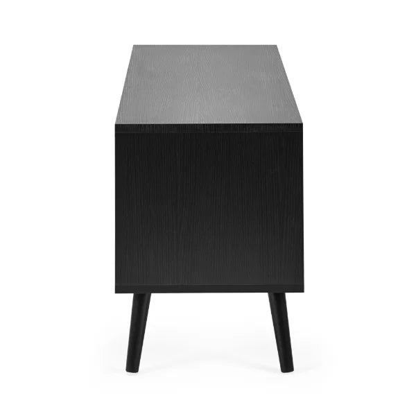 Trent Large TV Unit – Walnut/Black – Fits TVs up to 55" with Cable Management (Pre-order – June)