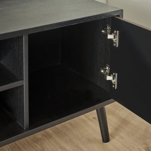 Trent Large TV Unit – Walnut/Black – Fits TVs up to 55" with Cable Management (Pre-order – June)