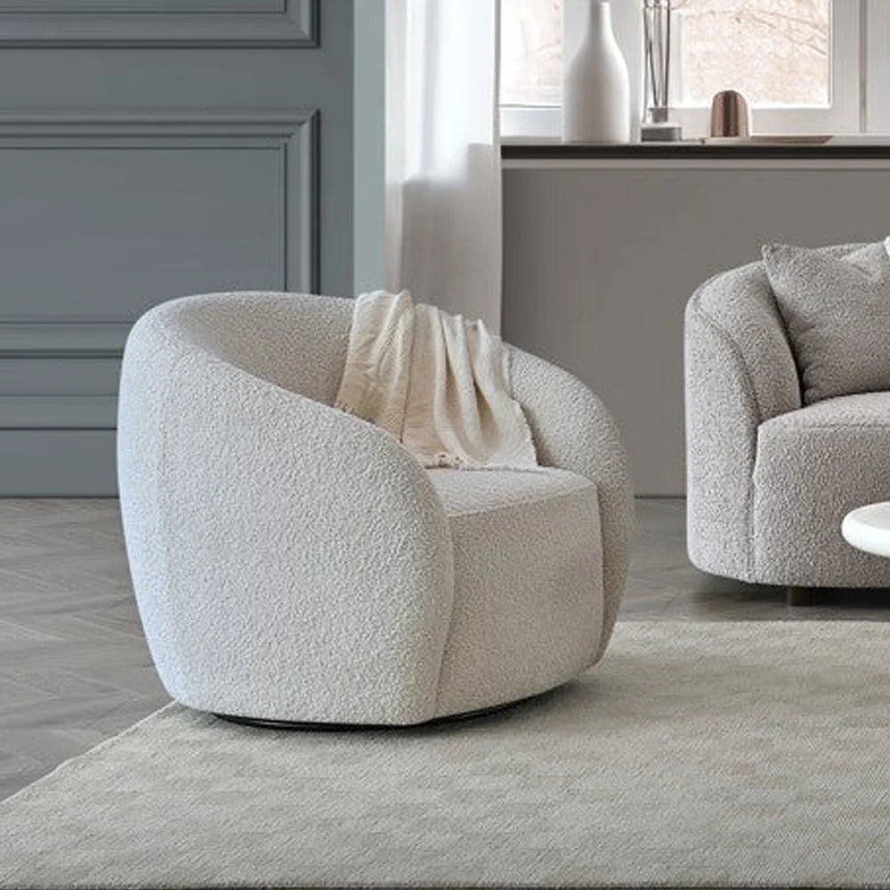 Furnish365 Nolita bouclé teddy accent chair in a modern living room setting