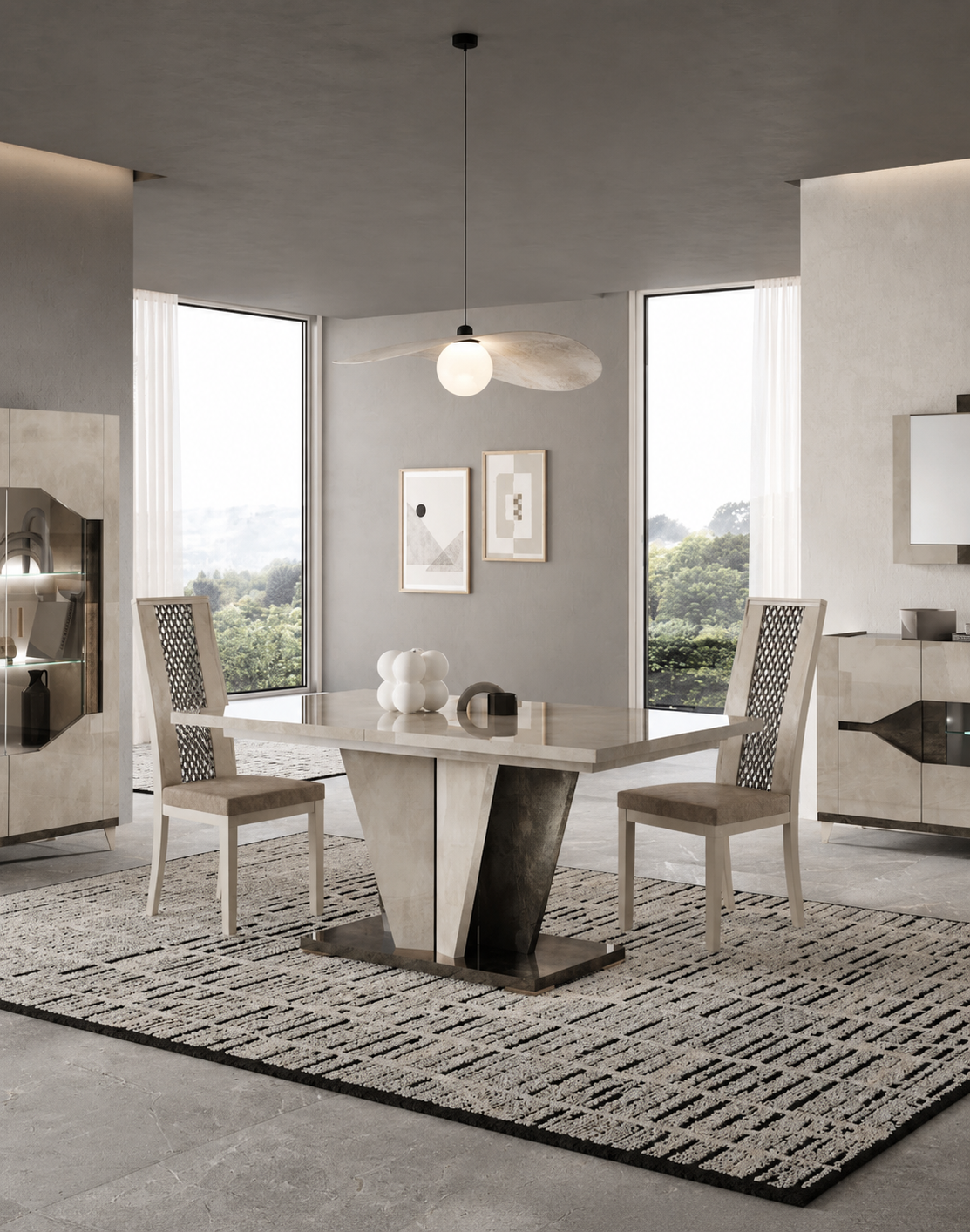 Velvet fabric dining chair with cushioned seat – Italian design for modern dining rooms

