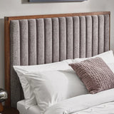Whitmore Upholstered Double Bed – Vertical Stitched Headboard with Walnut Frame | Julian Bowen