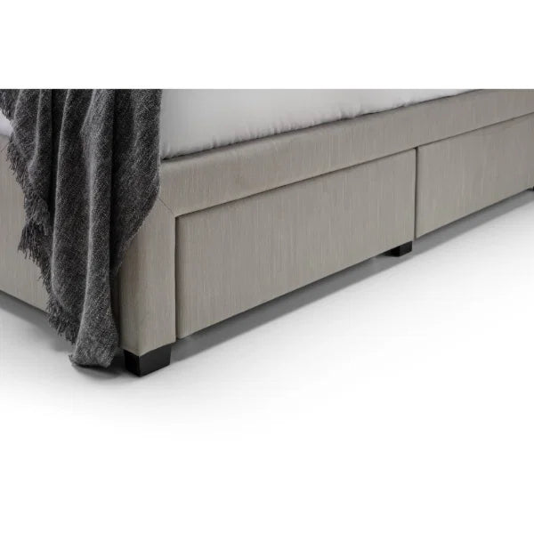 Wilton Deep Button 4 Drawer Bed – Grey Linen – Deep Buttoned Headboard with Storage Drawers