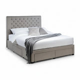 Wilton Deep Button 4 Drawer Bed – Grey Linen – Deep Buttoned Headboard with Storage Drawers | Julian Bowen