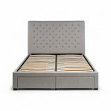 Wilton Deep Button 4 Drawer Bed – Grey Linen – Deep Buttoned Headboard with Storage Drawers | Julian Bowen