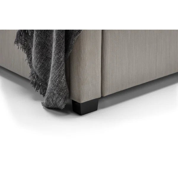 Wilton Deep Button 4 Drawer Bed – Grey Linen – Deep Buttoned Headboard with Storage Drawers