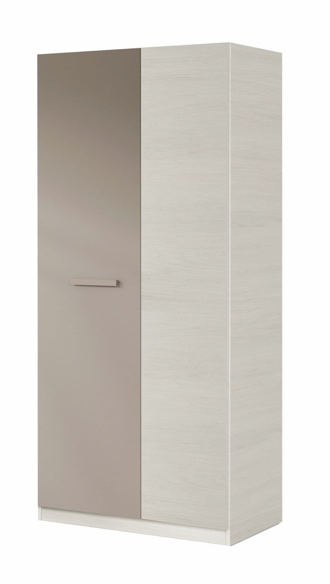 Amos Mann Furniture Almiron white and grey ash 2 door wardrobe in a modern bedroom setting