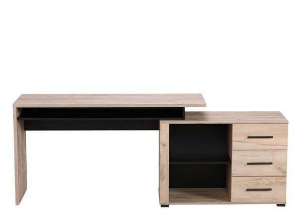 Amos Mann Furniture Amag oak and black corner desk in a modern home office setting