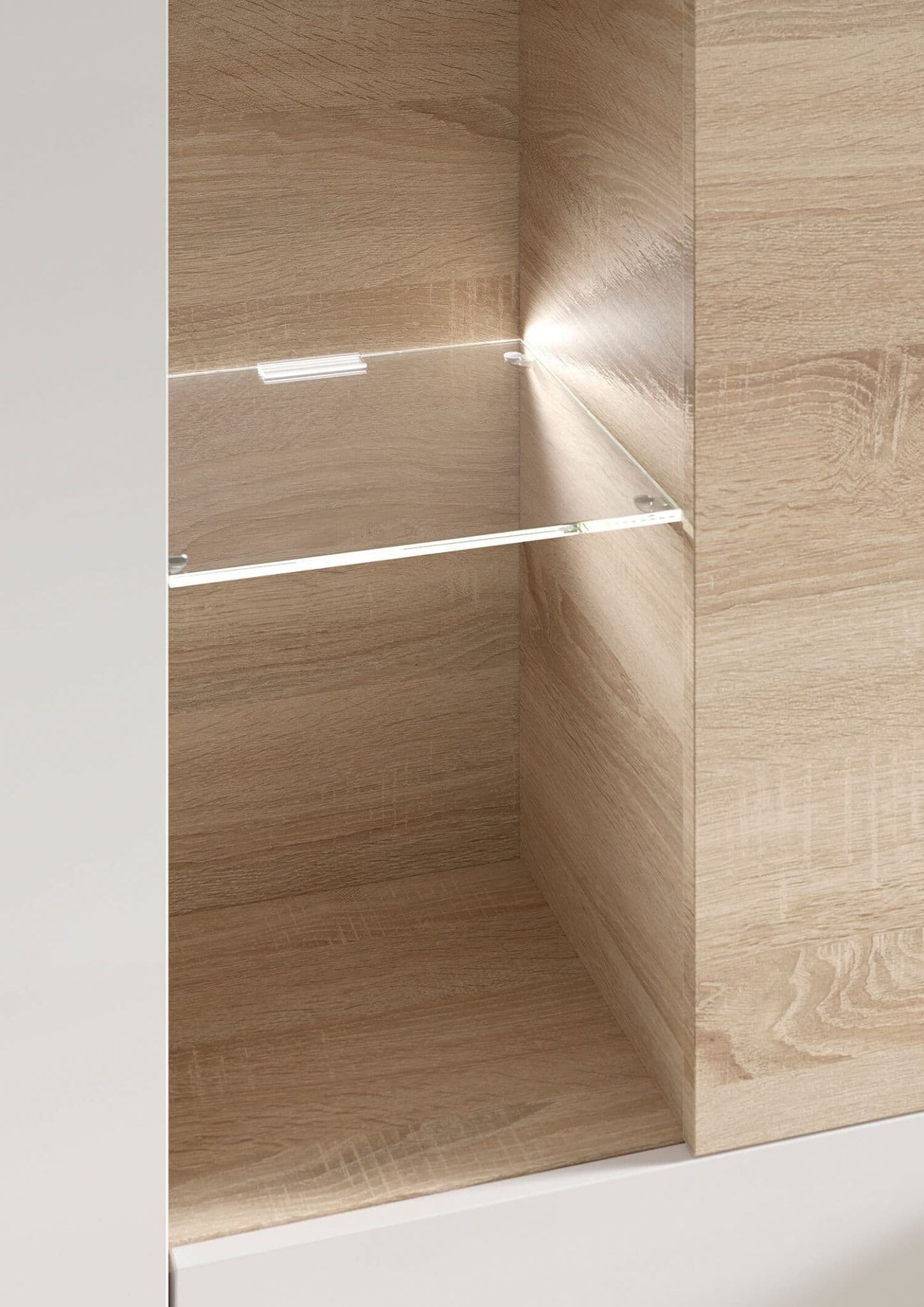 Amora White & Oak Wall Entertainment Unit – LED Lights & Reversible Design | Amos Mann Furniture