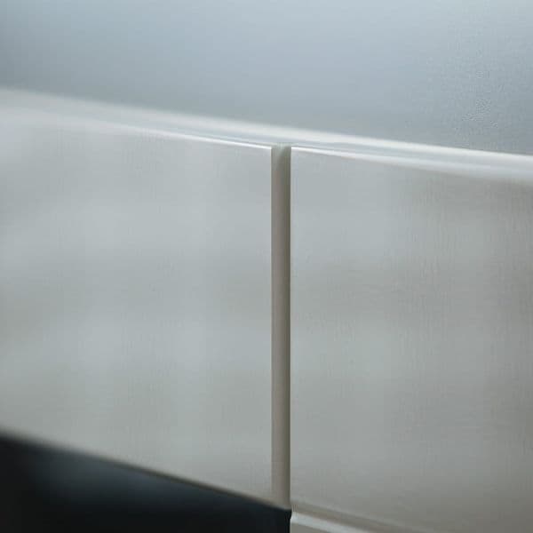 Amos Mann Furniture Athens grey and white gloss large sideboard with LED lights in a modern dining room setting