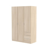 Amos Mann Furniture Cairo oak effect compact 3 door 3 drawer wardrobe in a modern bedroom setting