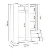 Amos Mann Furniture Cairo oak effect compact 3 door 3 drawer wardrobe in a modern bedroom setting