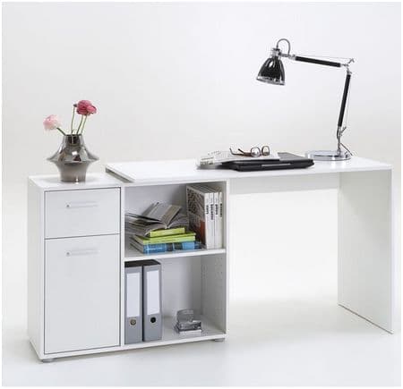 	Amos Mann Furniture Carin white corner flexi desk in a modern home office setting