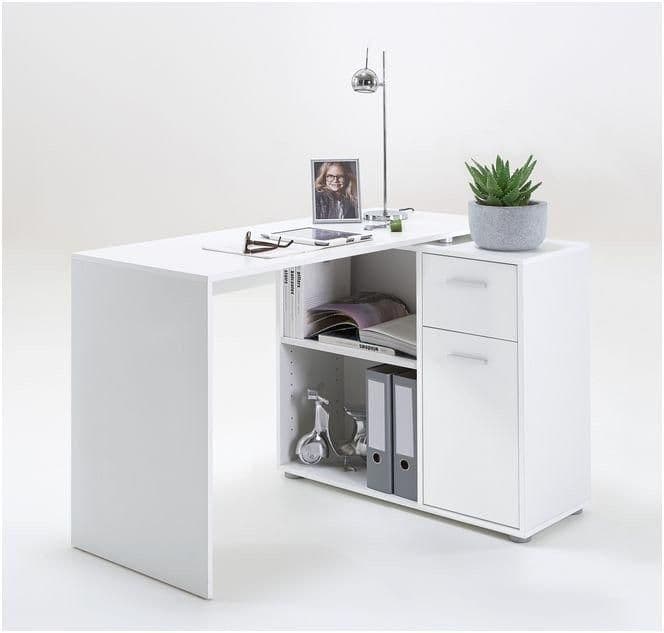 	Amos Mann Furniture Carin white corner flexi desk in a modern home office setting