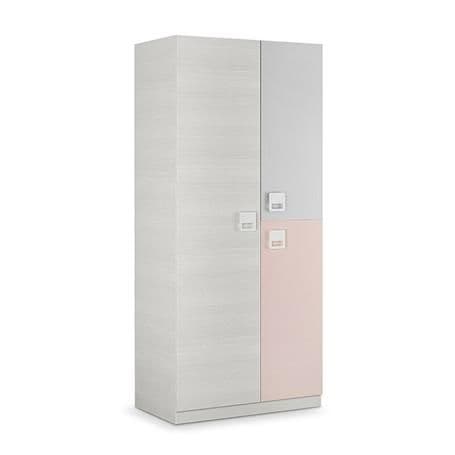 Amos Mann Furniture Carlos grey and pink 3 door slim narrow wardrobe in a modern bedroom setting
