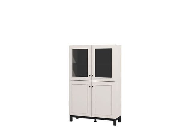 Amos Mann Furniture Cassio cashmere taupe low display cabinet in a modern living room setting