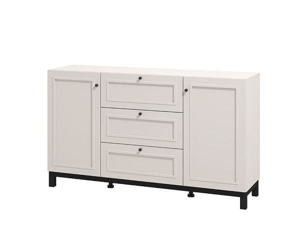 Amos Mann Furniture Cassio cashmere taupe panelled sideboard in a modern living room setting