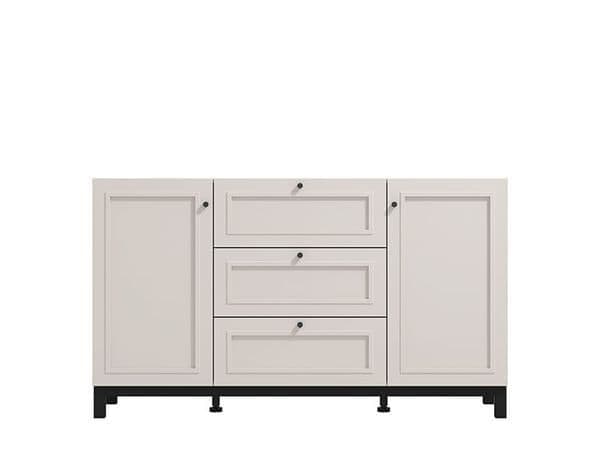Amos Mann Furniture Cassio cashmere taupe panelled sideboard in a modern living room setting